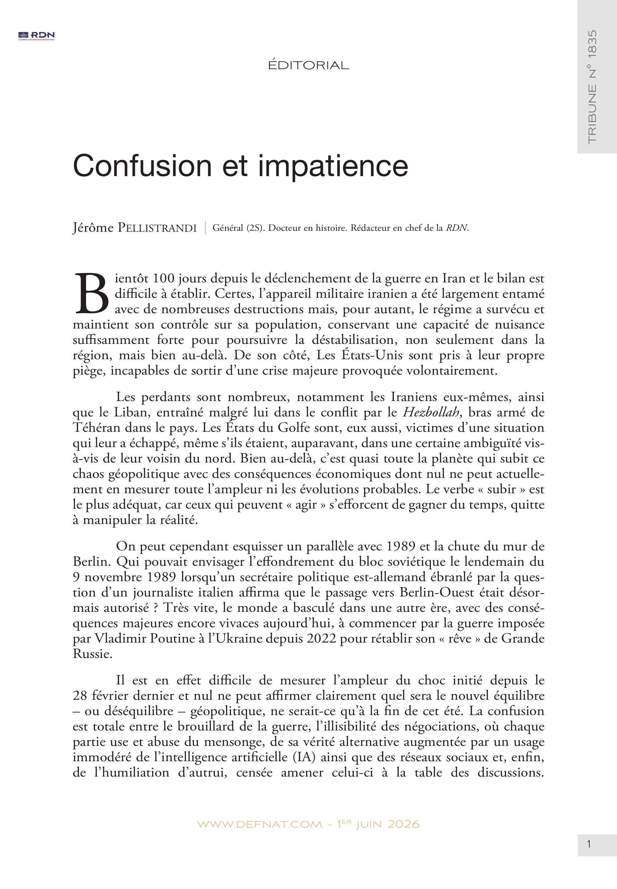 &Eacute;ditorial &ndash;&nbsp;Confusion et&nbsp;impatience (T&nbsp;1835)
